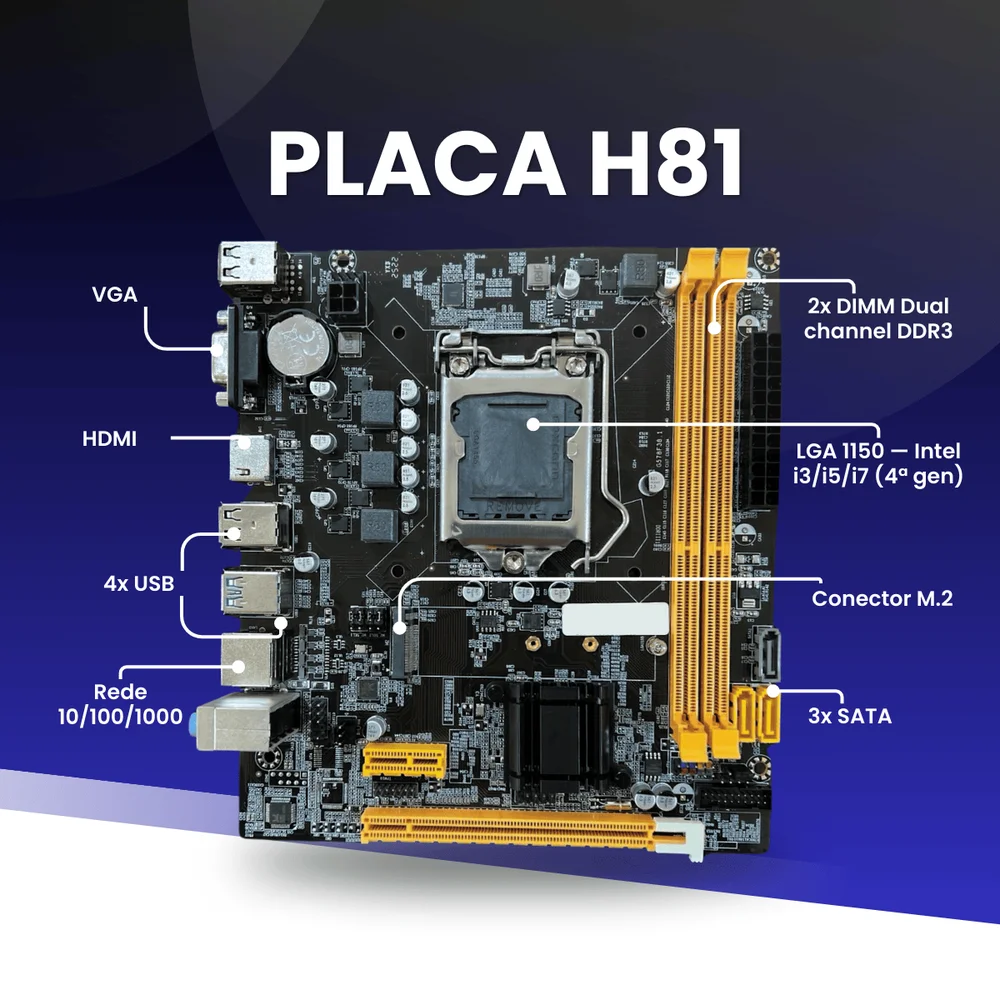 Kit Upgrade Powerpc: Placa Mãe H81 + Processador I5 4570s + Memória 8GB DDR3 Kit Upgrade Powerpc: Placa Mãe H81 + Processador I5 4570s + Memória 8GB DDR3