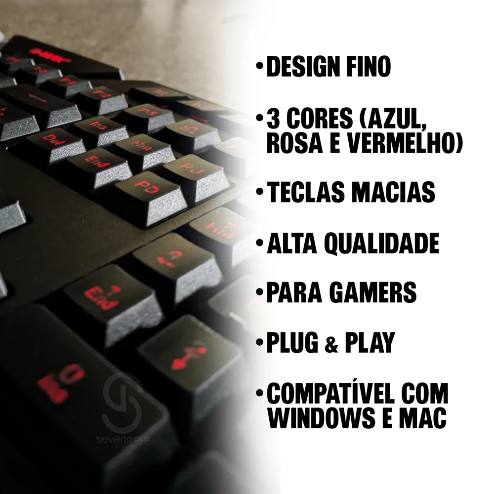 Teclado Gamer B-max Iluminado Semi Mecânico Abnt2