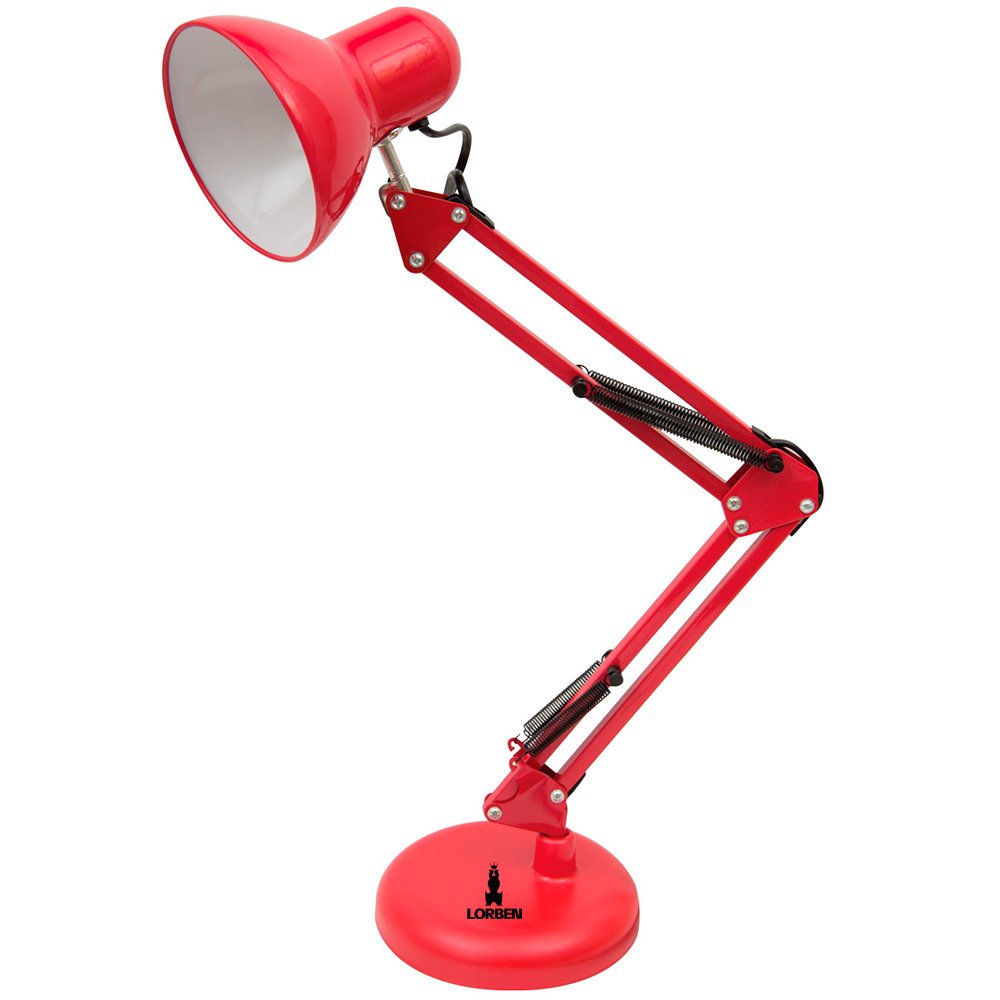 Luminária Pixar Lorben Abajur De Mesa Articulada Com Garra E Base Vermelho
