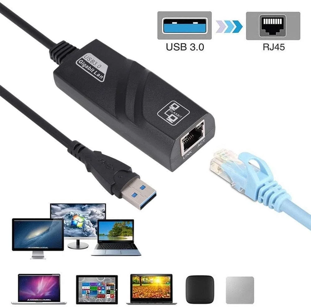 Imagem 2 de 5 do produto Adaptador  Lan Rede USB 3.0 Ethernet 10/100/1000 Note Adlan