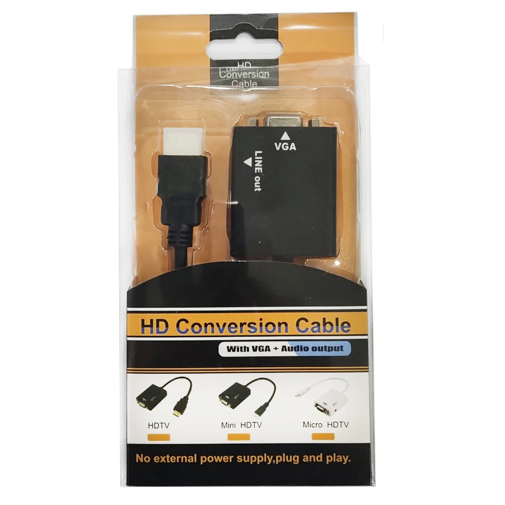 Imagem 2 de 2 do produto Cabo Adaptador Conversor HDMI Para VGA C/ Saida De Áudio  - CO01
