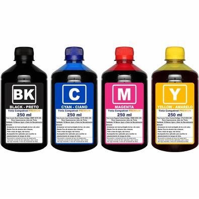 Kit com 4 Refil, Tinta Compatível Impressoras L3210 L3250 L3110 L3150 L1250 L5190 L5290 - Refil 544, 4x 250ml