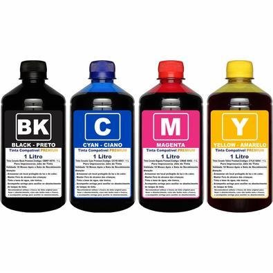 Kit com 4 Litros de Tinta Para Impressoras L1250 L3250 L3210 L3150 L3110 L5190 - Compatível Refil 544