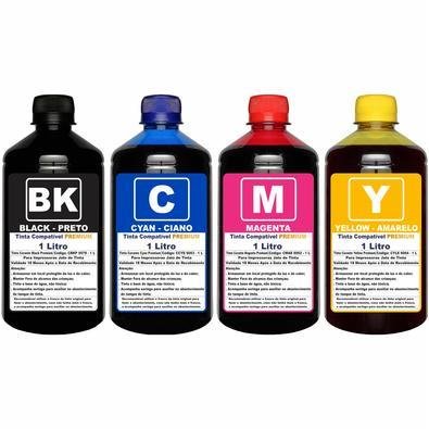 Kit 4 Litros de Tinta Para Impressoras L3210 L3250 L3110 L3150 L5190 L5290 L1250, 4 cores - Refil 544