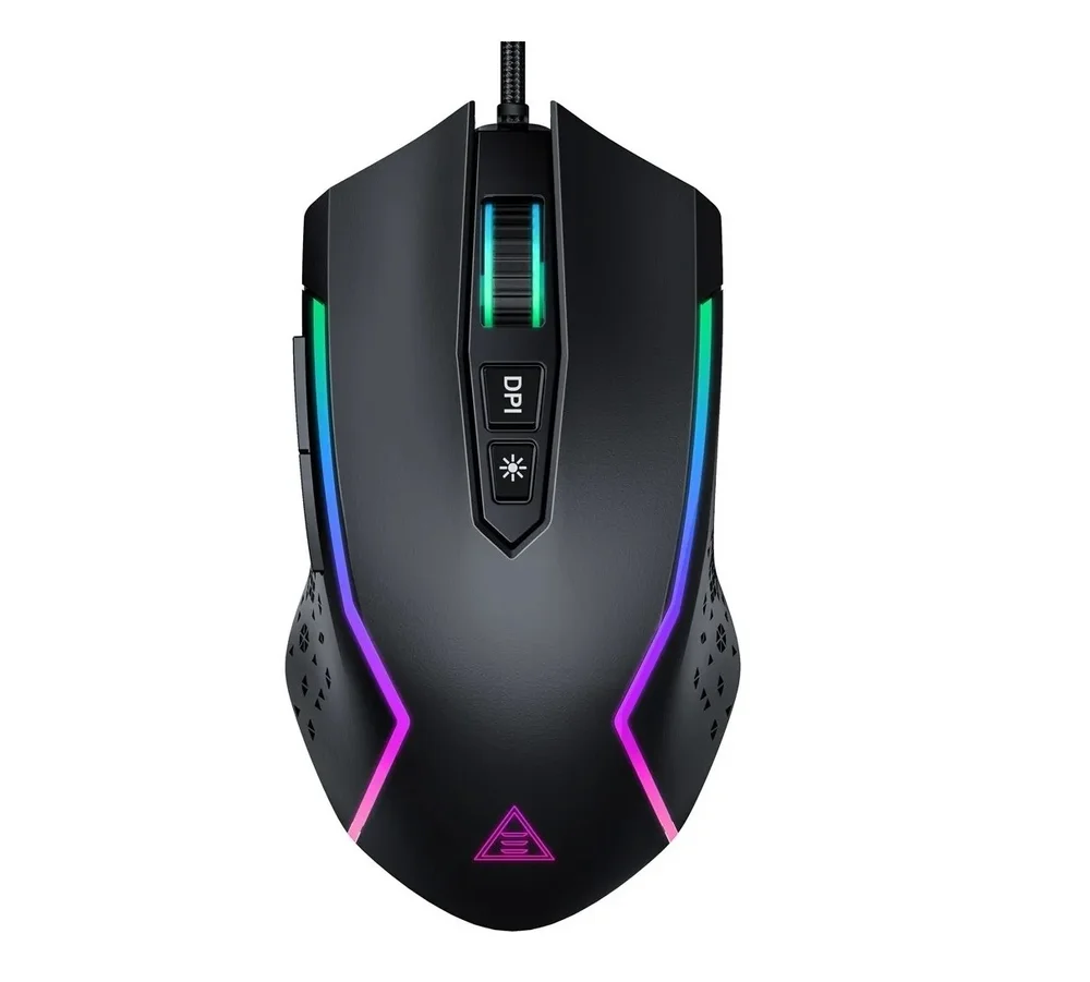 Imagem 2 de 4 do produto Mouse Gamer Eksa Em100 RGB 8000, DPI, 7 Botões - Preto