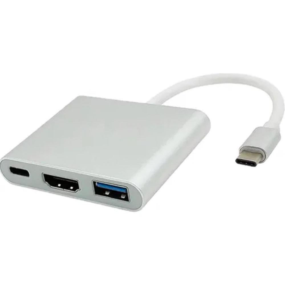 Adaptador 3 em 1 usb tipo c para hdmi 4k usb 3 0 pd compat vel com