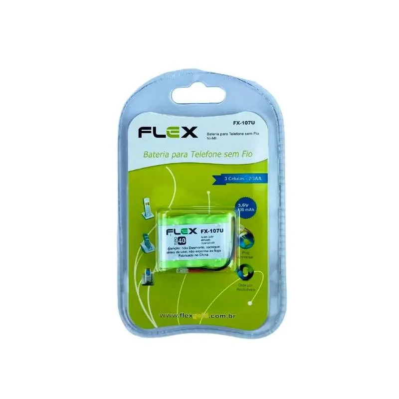 Bateria Telefone Sem Fio, 3.6v, 400 Mah, Tipo 40 Flex - Fx-107u