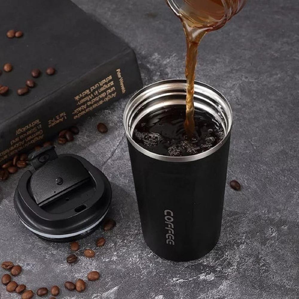 Copo Térmico, Coffee Mugs, Mantém Quente Frio, Inoxidável, A Vácuo, Cor Preto