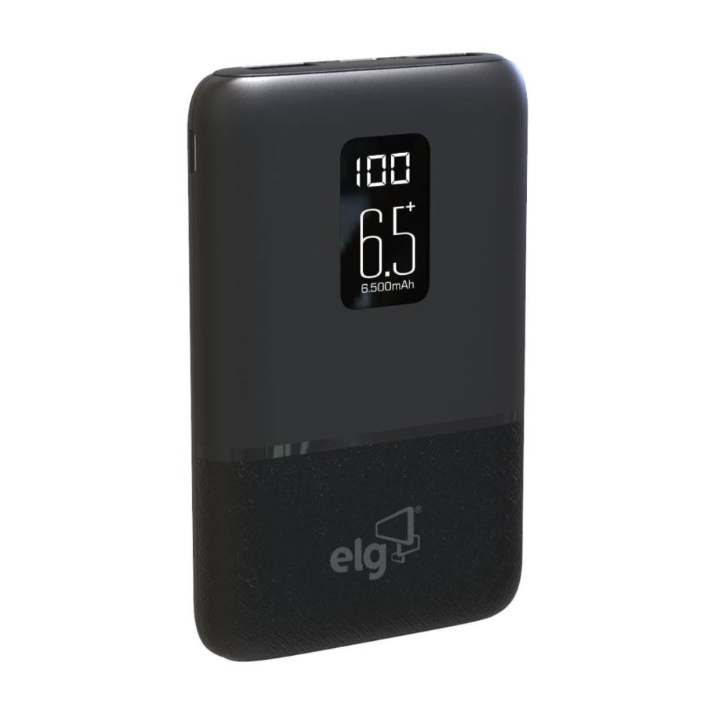 Carregador Portátil Elg Pb65lcd 6.500mah Com Display Digital Preto