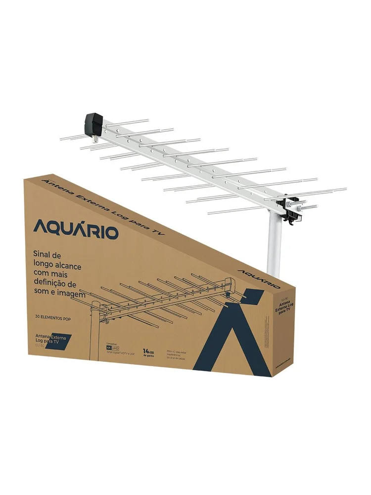 Imagem 3 de 5 do produto Antena Digital Externa, Log Para Tv Hdtv/uhf/4k, 14dbi, 30 Elementos - Lu-30
