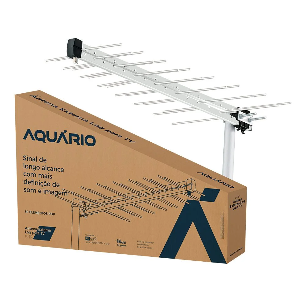 Imagem 5 de 5 do produto Antena Digital Externa, Log Para Tv Hdtv/uhf/4k, 14dbi, 30 Elementos - Lu-30