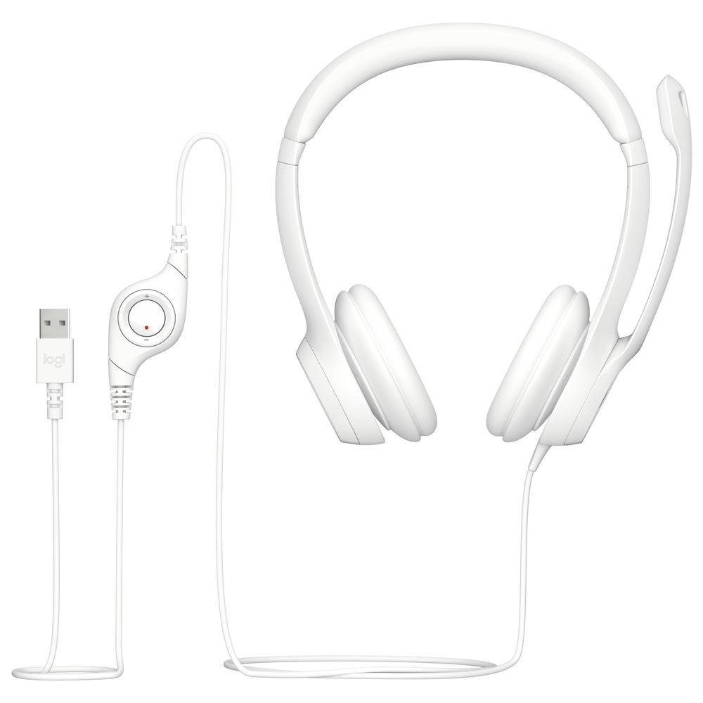 Fone com Microfone Headset, LOGITECH H390 (USB) Branco
