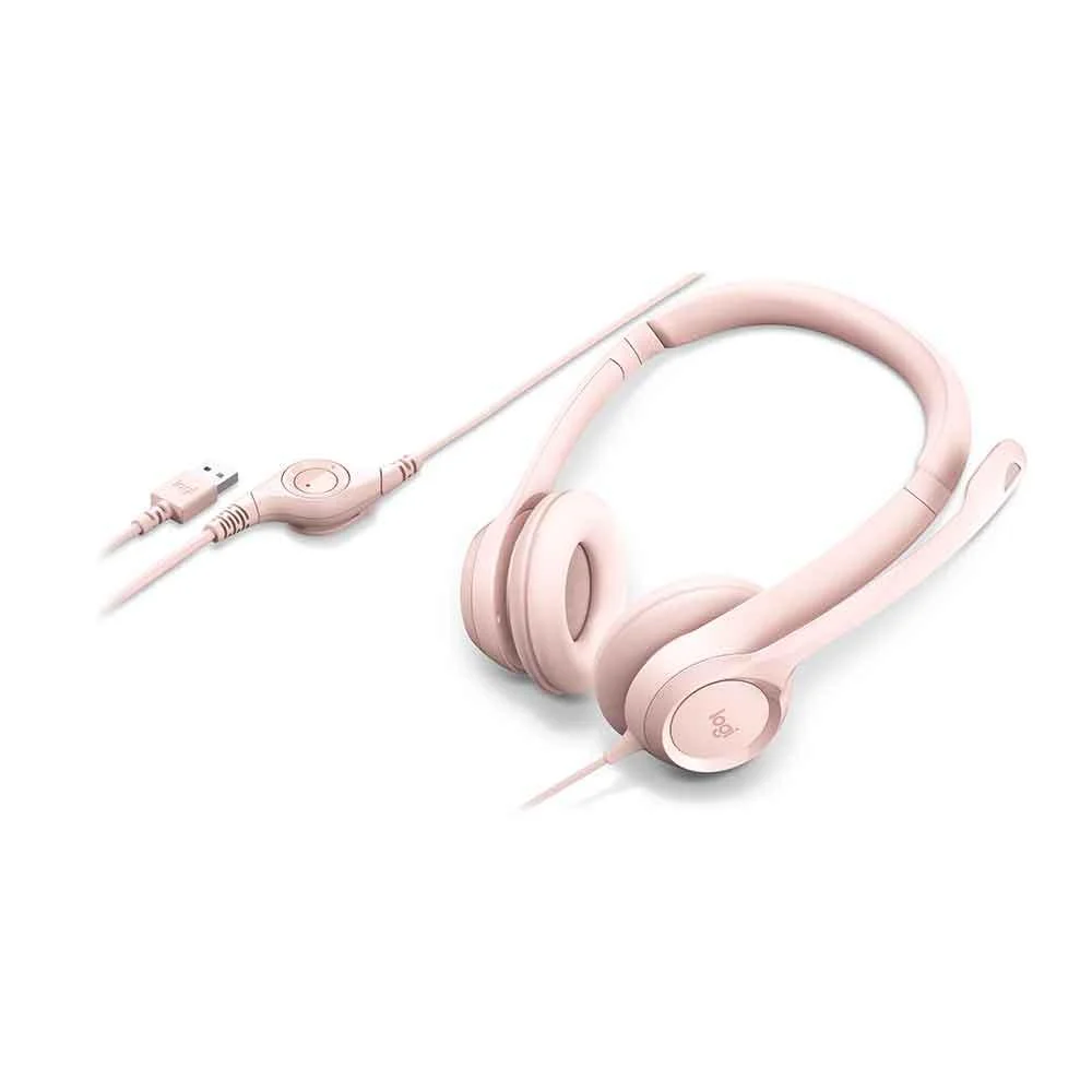 Imagem 4 de 5 do produto Headset Logitech H390, Com Fio, USB, Rosa - 981-001280