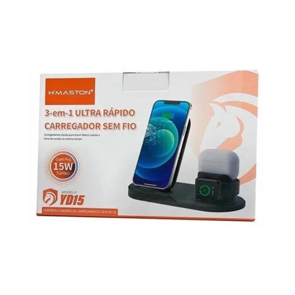 Imagem 2 de 4 do produto Base de Carregamento H'maston Turbo Por Indução, 3 Em 1, Wireless - Yd15