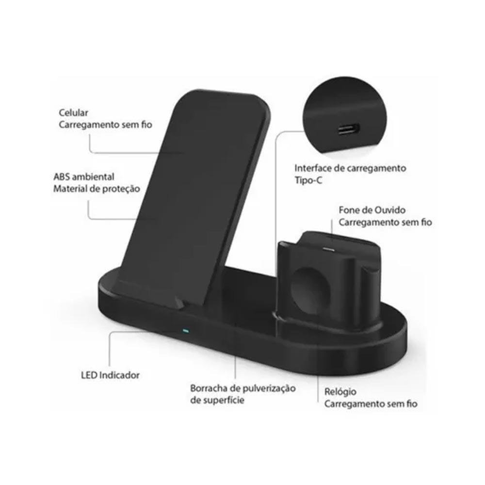 Imagem 4 de 4 do produto Base de Carregamento H'maston Turbo Por Indução, 3 Em 1, Wireless - Yd15