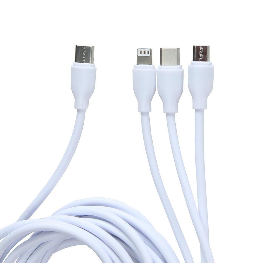 Imagem 1 de 3 do produto Cabo Tipo C Tblackrox 3 Em 1, Micro, Tipo C,  8p, 3M - Branco