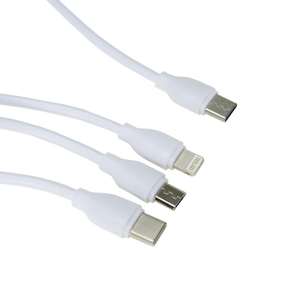 Imagem 3 de 3 do produto Cabo Tipo C Tblackrox 3 Em 1, Micro, Tipo C,  8p, 3M - Branco