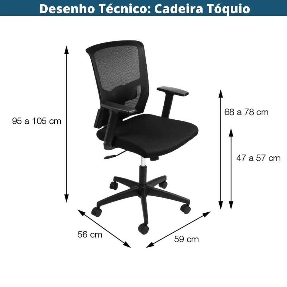 Imagem 4 de 5 do produto Cadeira Tecido Base Nylon Rodízio Preta - Or Design