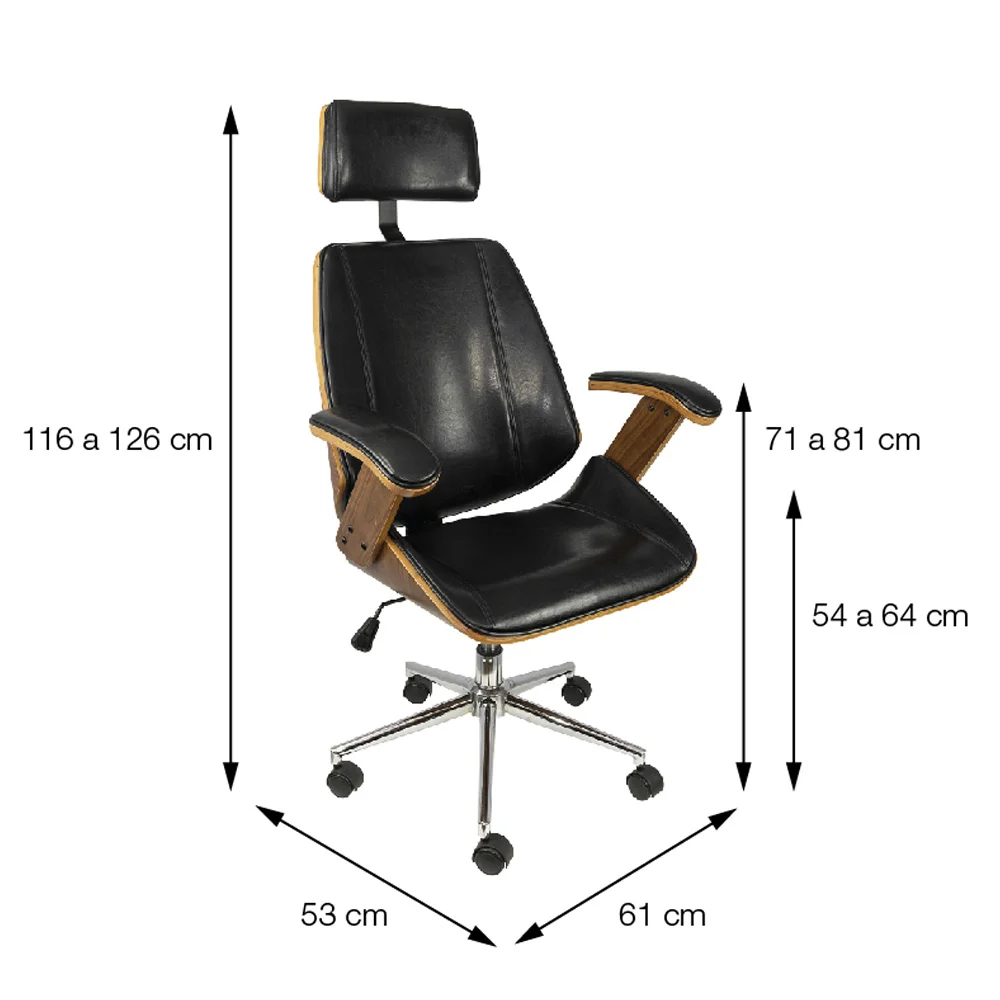 Imagem 3 de 5 do produto Cadeira Madeira Or Design, Acolchoada, Revestida P.u. Rodízio