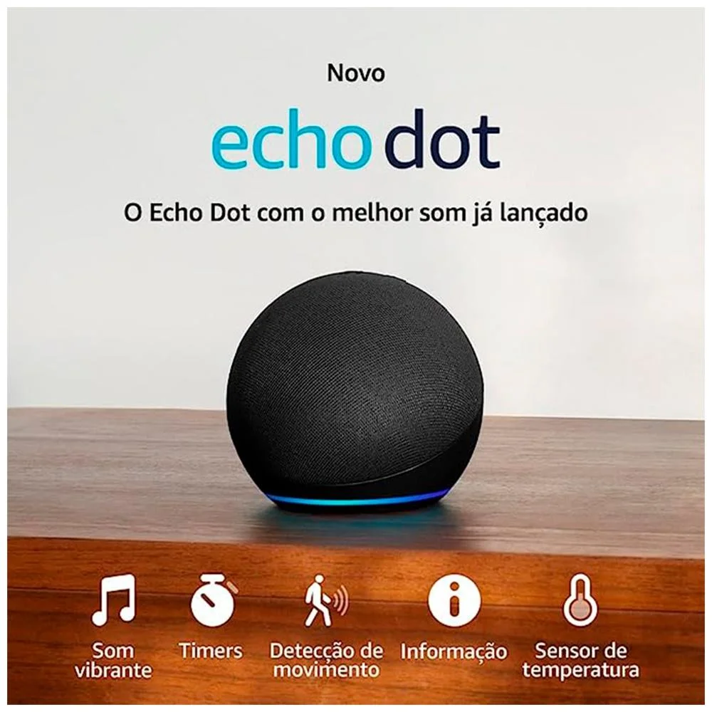 Echo Dot 5 Geraço Amazon Com Alexa Preta KaBuM