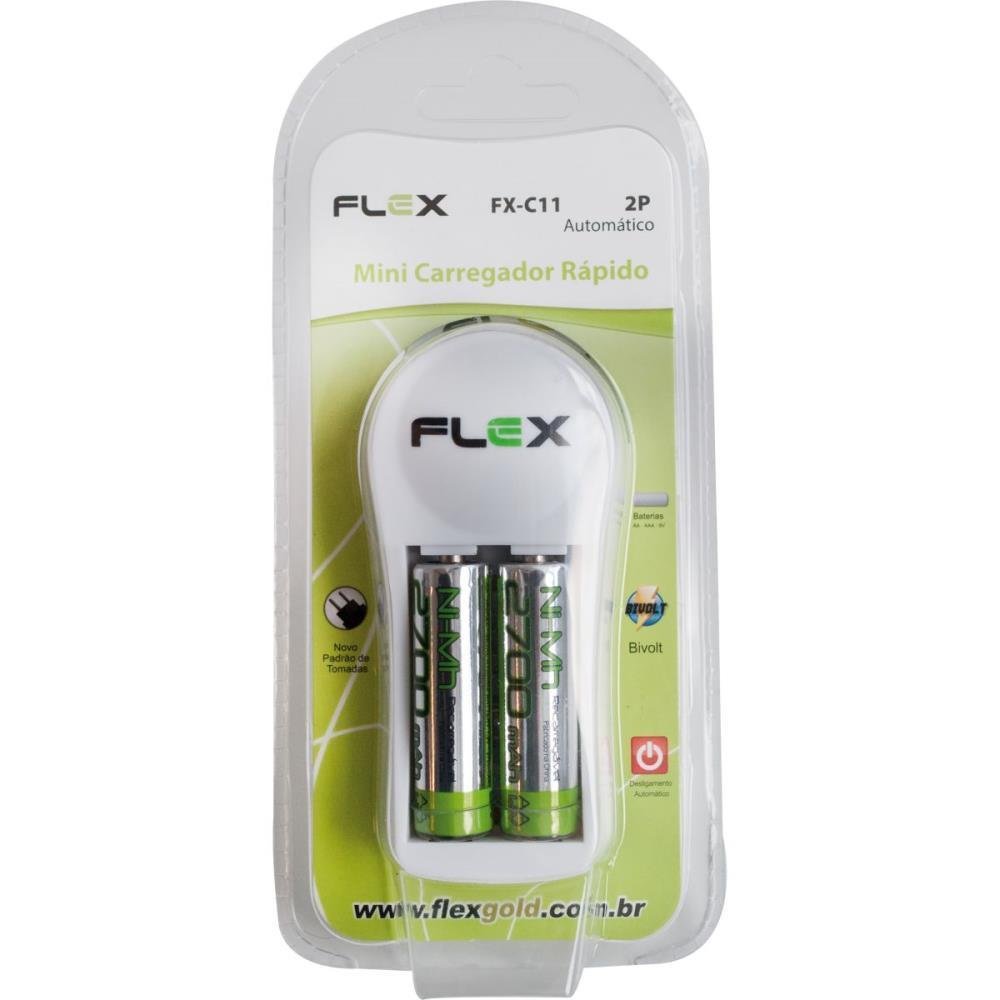 Carregador Flex Fx-c11 Aa/aaa/9v 2700mah  Bivolt C/ 2 Pilha
