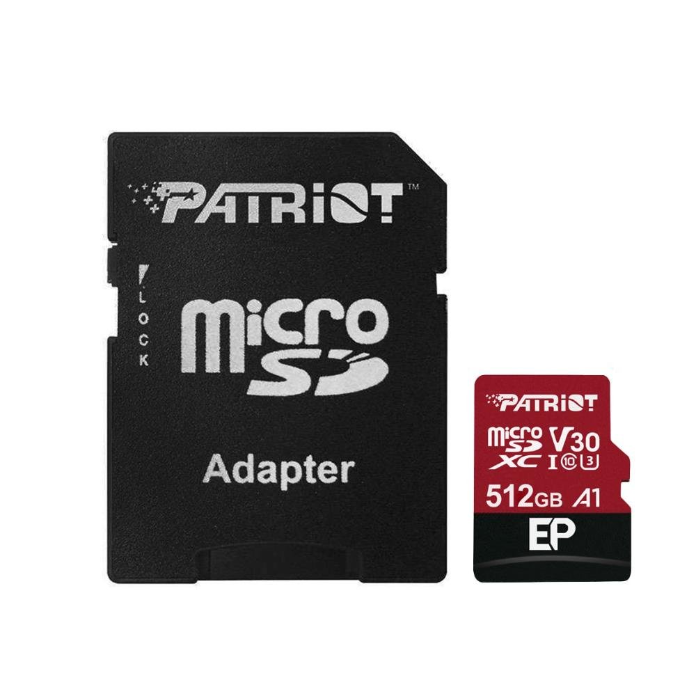 Cartão Patriot Ep Series 512GB, Micro Sdxc, Classe 10 U3, Com Adaptador Sd