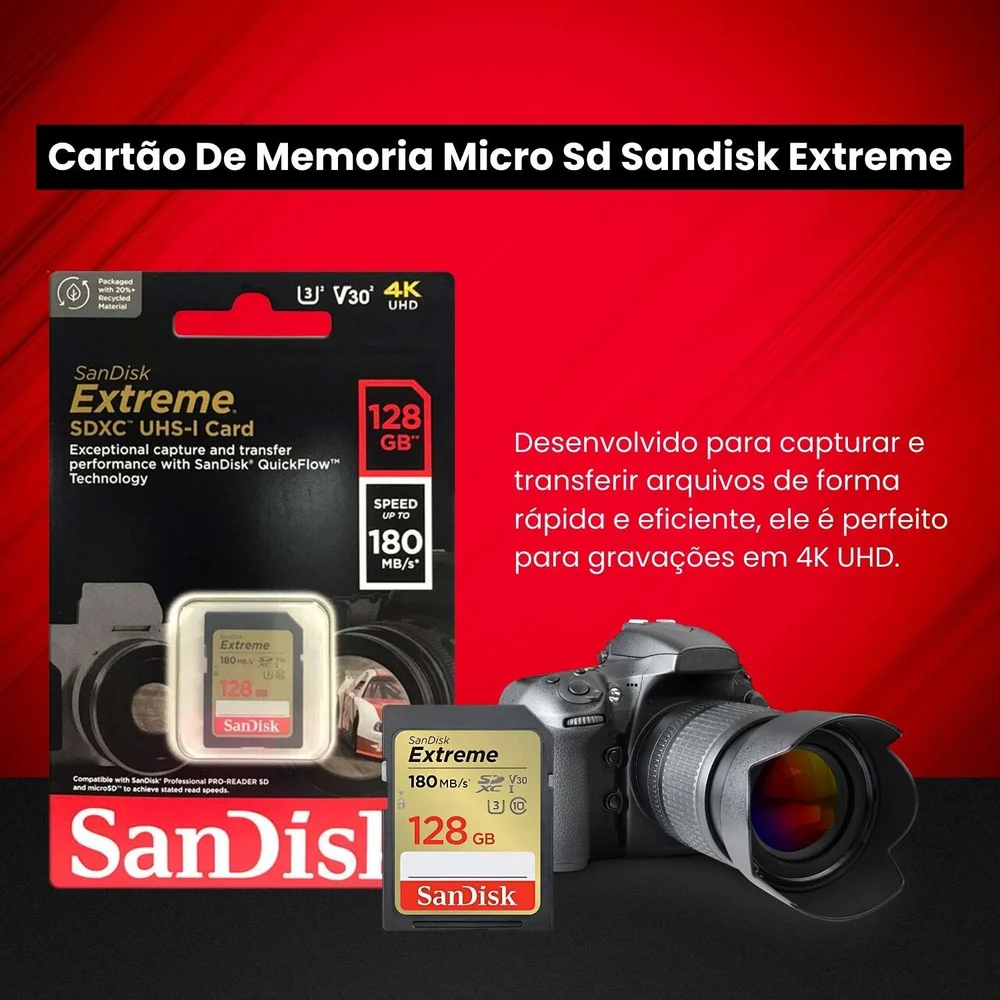 Imagem 5 de 5 do produto Cartão Sdxc Sandisk Extreme, 128GB - 180MB/s