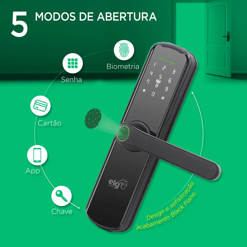 Imagem 3 de 5 do produto Fechadura Digital Inteligente Elg Shfb700 Com Biometria Wifi