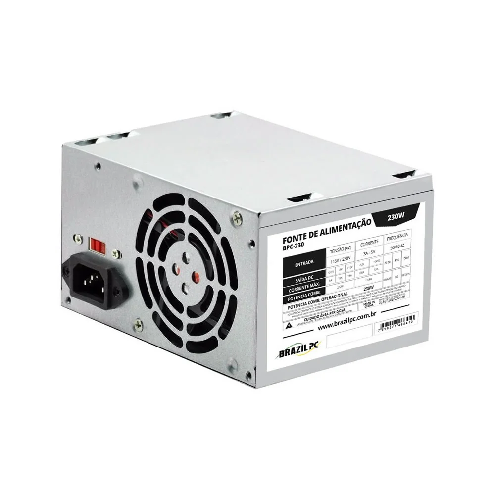 Fonte Brazil PC Bpc-230, ATX 230W Real, 24 Pinos