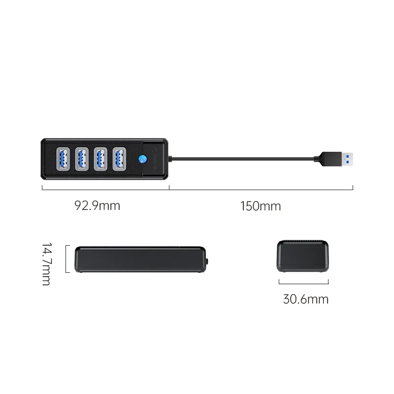Imagem 3 de 4 do produto HUB Orico 4 Portas Usb-a Para USB 3.0, Pw4u-u3-015, Preto