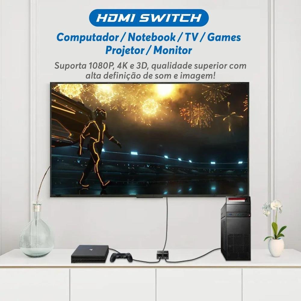 Imagem 4 de 5 do produto Adaptador HDMI Chroma Tech Splitter Switch, 4k 2K Full Hd, 3d Bi-direcional, 1x2 / 2x1