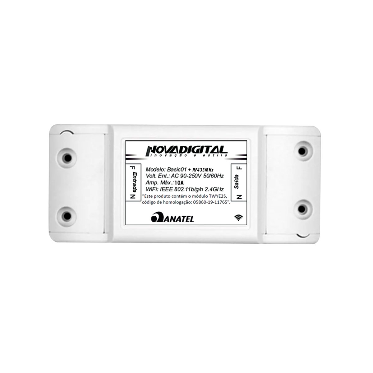 Interruptor Smart Nova Digital, Rf433, Wi-fi, Diy, Alexa, Google Assistant, Branco