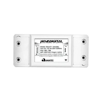 Interruptor Smart Nova Digital, Rf433, Wi-fi, Diy, Alexa, Google Assistant, Branco