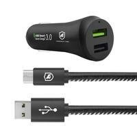 Kit: Carregador Veicular Gshield + Cabo Dual Shock, 1.2M, USB/Tipo C, Preto