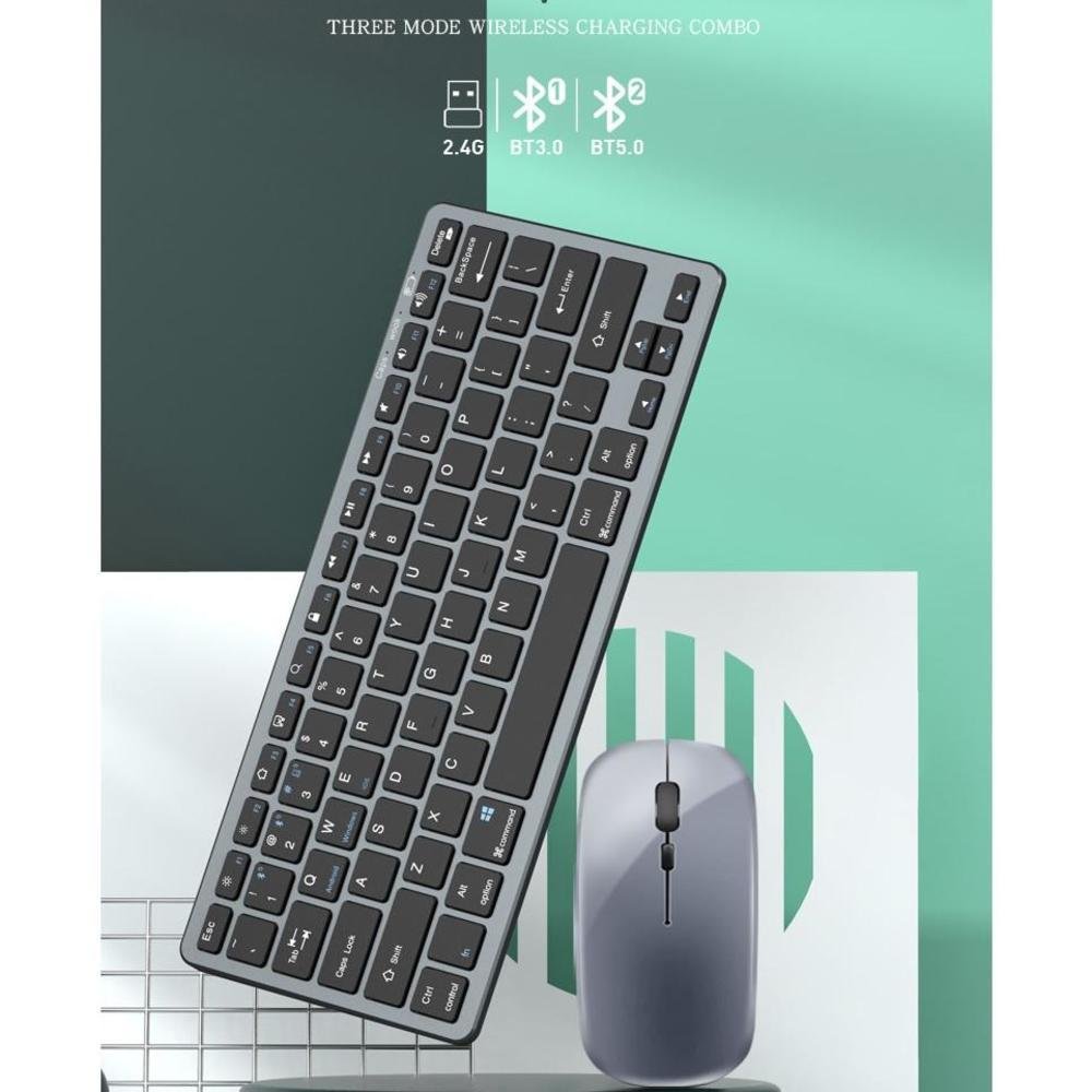 Imagem 4 de 5 do produto Kit Teclado E Mouse Sem Fio, Bluetooth, 2.4ghz Bateria Recarregavel