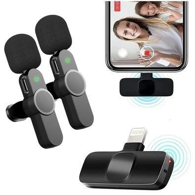 Microfone Lapela Wireless Sem fio para Iphone Ipad Lightning Plug