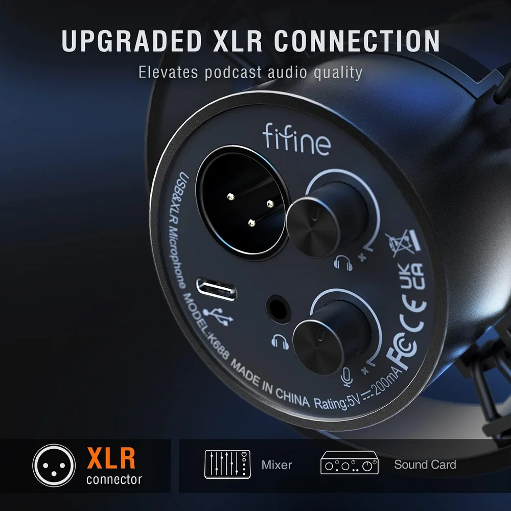 Imagem 2 de 5 do produto Microfone Dinâmico Fifine K688 Usb/xlr Preto