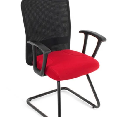 Cadeira Diretor Base Fixa,  Linha Tela Mesh. Vermelho
