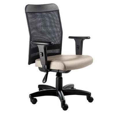 Cadeira Design Office Móveis, Até 120 Kg, Com Braços, Linha Tela Mesh - Bege