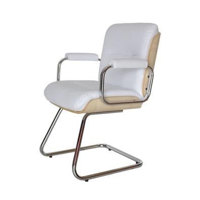 Cadeira Eames Diretor Fixa, Linha Capa Em Madeira, Branco