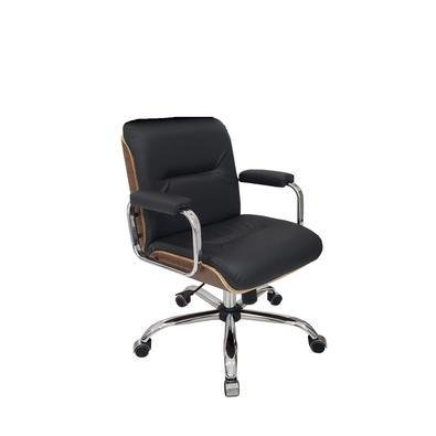 Cadeira Office, Eames Diretor, Linha Capa Em Madeira, Cromado Preto