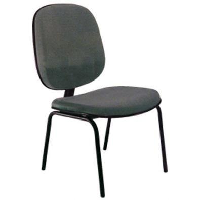 Cadeira Home Office, Sem Braços, Base Fixa Com 4 Pés, Linha Uno Preto, Cinza
