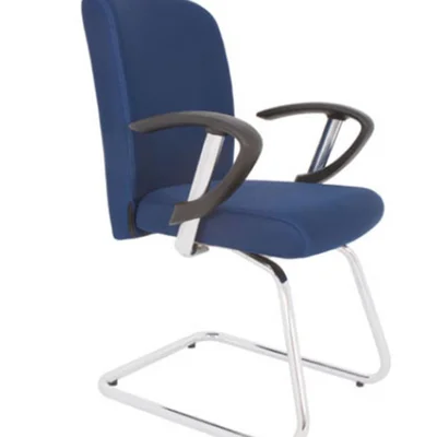 Cadeira Diretor, Design Office Móveis, Linha Alpha, até 120Kgs, Luxuosa Com Base Em S, Cromado, Azul