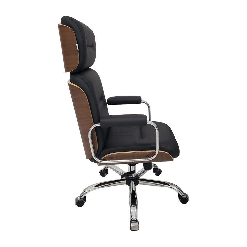 Imagem 3 de 3 do produto Cadeira Design Office Móveis Eames Presidente Linha Capa Em Madeira Preto Cromada