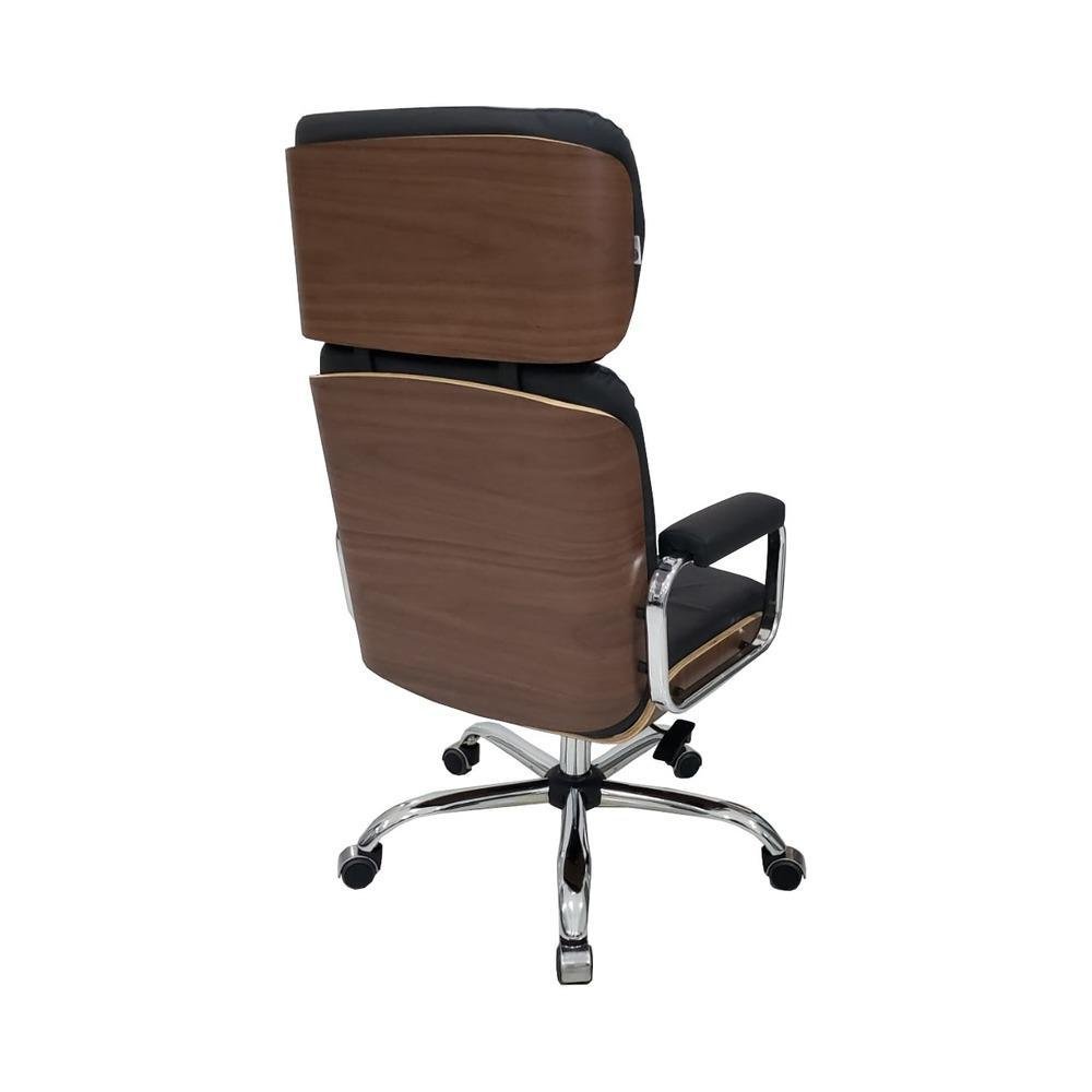 Imagem 2 de 3 do produto Cadeira Design Office Móveis Eames Presidente Linha Capa Em Madeira Preto Cromada