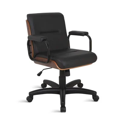 Cadeira Home Office Para Escritório Linha Capa Em Madeira Preto