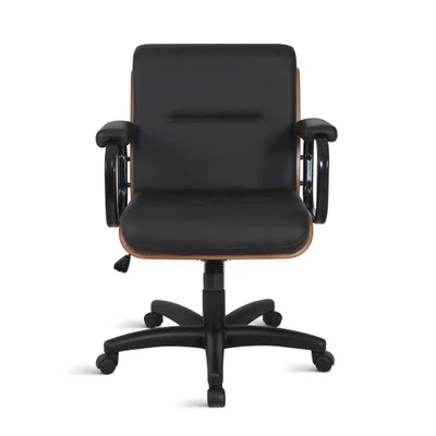 Cadeira Home Office Para Escritório Linha Capa Em Madeira Preto — foto 2