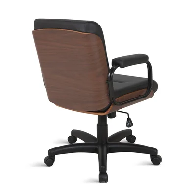 Cadeira Home Office Para Escritório Linha Capa Em Madeira Preto — foto 3