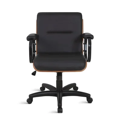 Cadeira Home Office Para Escritório Linha Capa Em Madeira Preto — foto 5