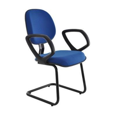 Cadeira Office Executiva, Base Fixa Em S, Com Braços, Linha Robust, Azul